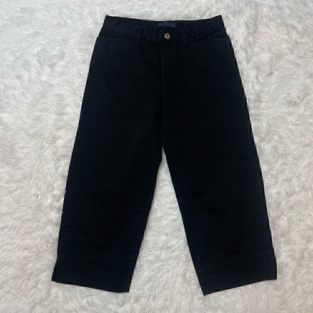 CLUB MONACO Cropped Wide Leg Pants Size XS Black Cotton Preppy Workwear